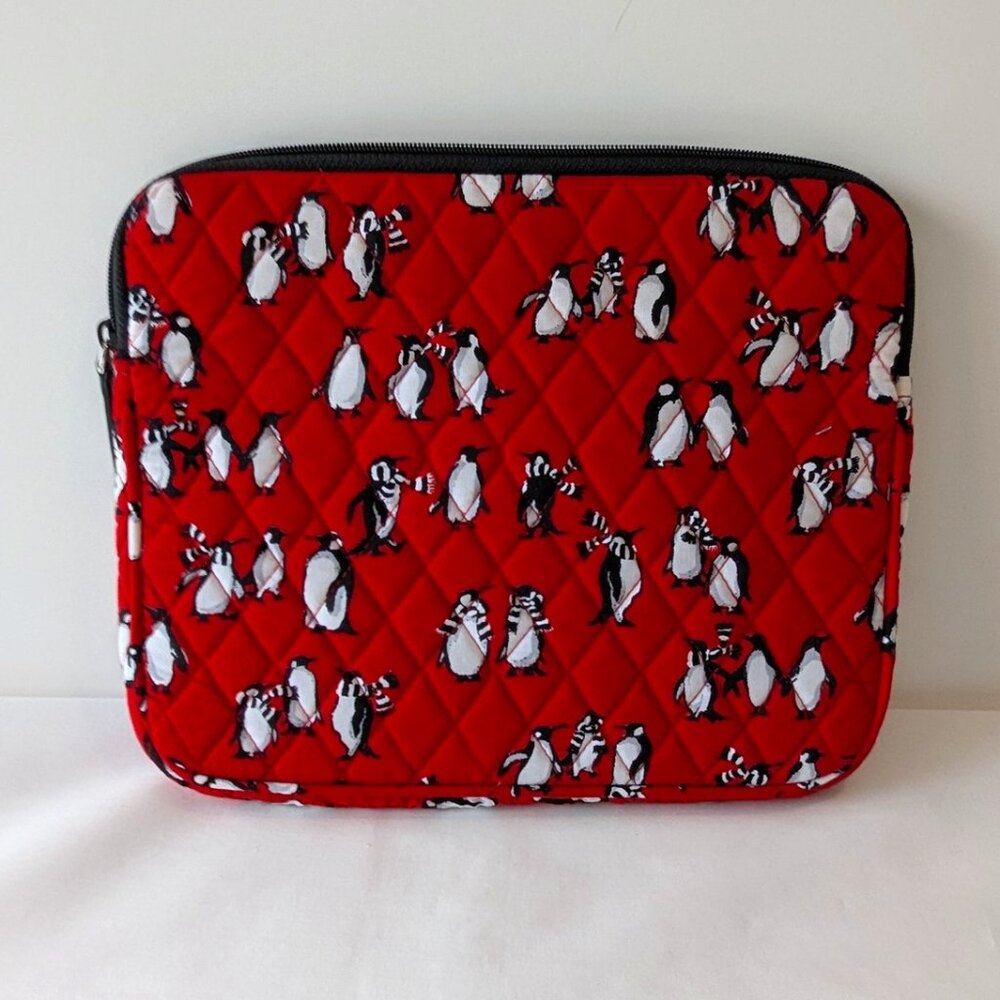 Vera Bradley Playful Penguins Tablet Case Red Quilted Cotton NWOT